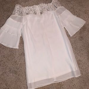 Off the shoulder white lace dress
